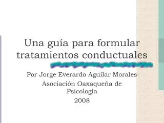 una gu a para formular tratamientos conductuales