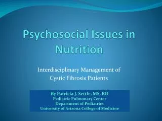 Psychosocial Issues in Nutrition