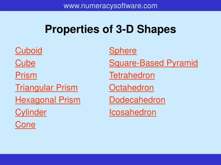 properties of 3 d shapes