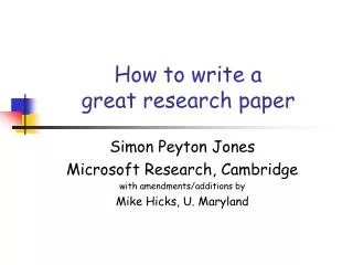How to write a great research paper