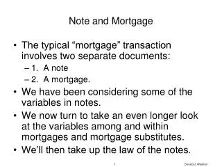 Note and Mortgage