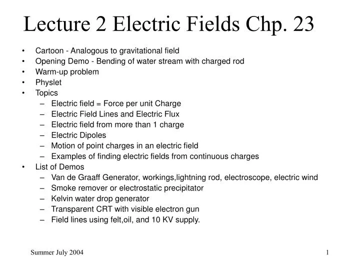 lecture 2 electric fields chp 23