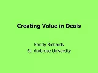 Creating Value in Deals