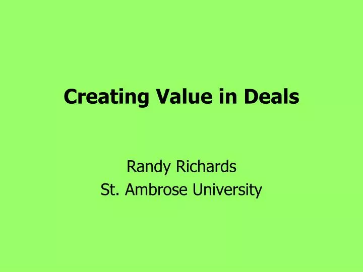 creating value in deals