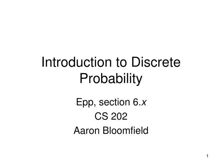 introduction to discrete probability