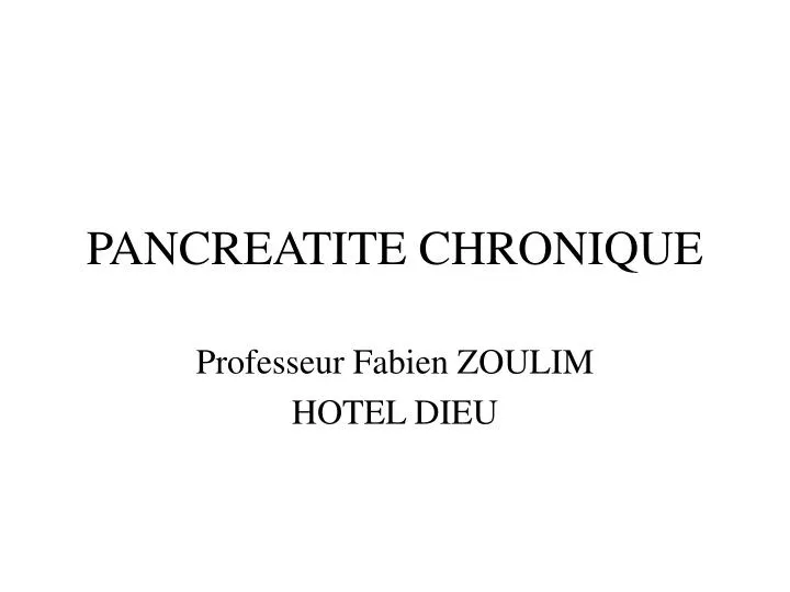 pancreatite chronique