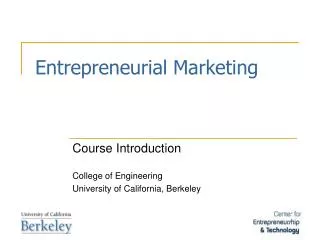 Entrepreneurial Marketing