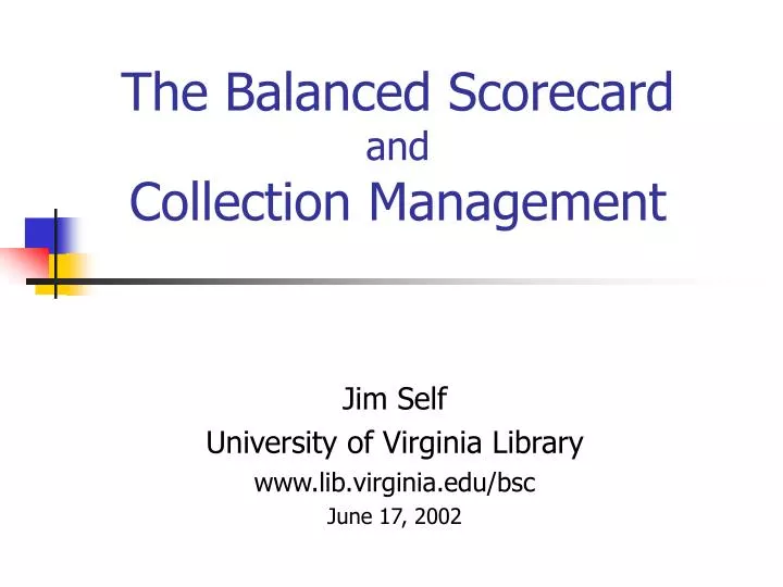 the balanced scorecard and collection management
