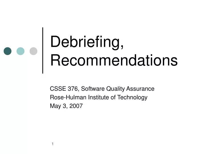 debriefing recommendations