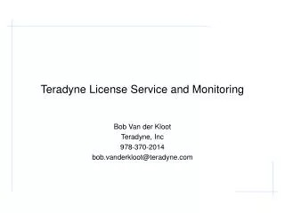 Teradyne License Service and Monitoring