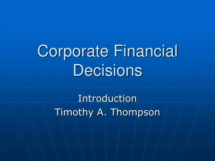 corporate financial decisions