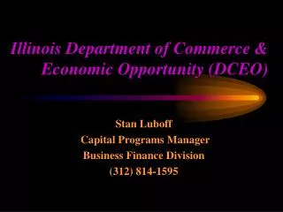 Illinois Department of Commerce &amp; Economic Opportunity (DCEO)