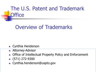 PPT - The U.S. Patent and Trademark Office PowerPoint Presentation