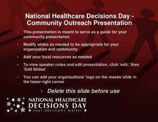 National Healthcare Decisions Day - Community Outreach Presentation