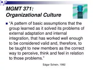 MGMT 371: Organizational Culture