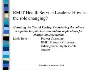 RMIT Health Service Leaders: How is the role changing?