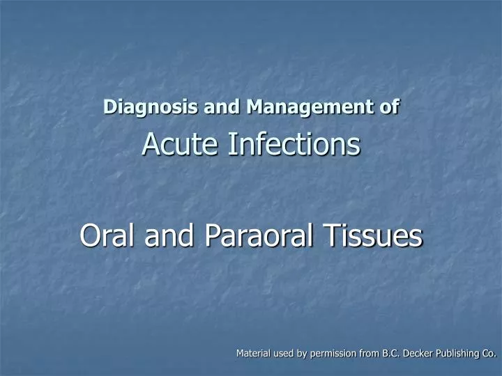 diagnosis and management of acute infections