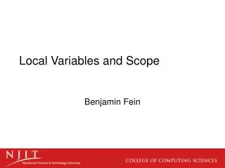 Local Variables and Scope