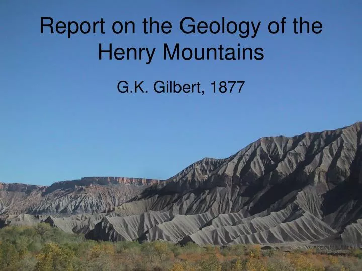 report on the geology of the henry mountains