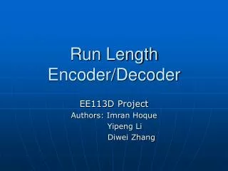 Run Length Encoder/Decoder