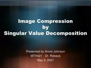 image compression by singular value decomposition
