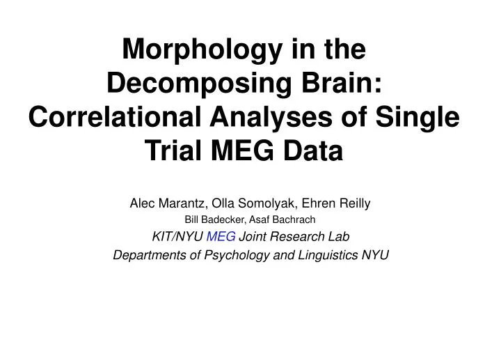 morphology in the decomposing brain correlational analyses of single trial meg data