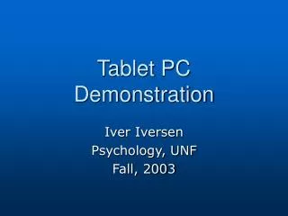 Tablet PC Demonstration