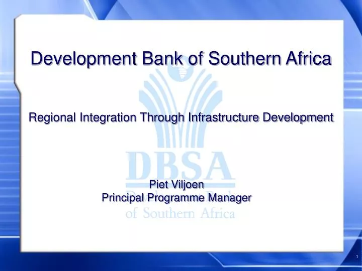 development bank of southern africa regional integration through infrastructure development