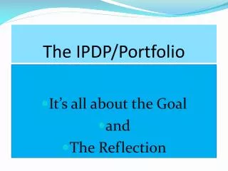 The IPDP/Portfolio