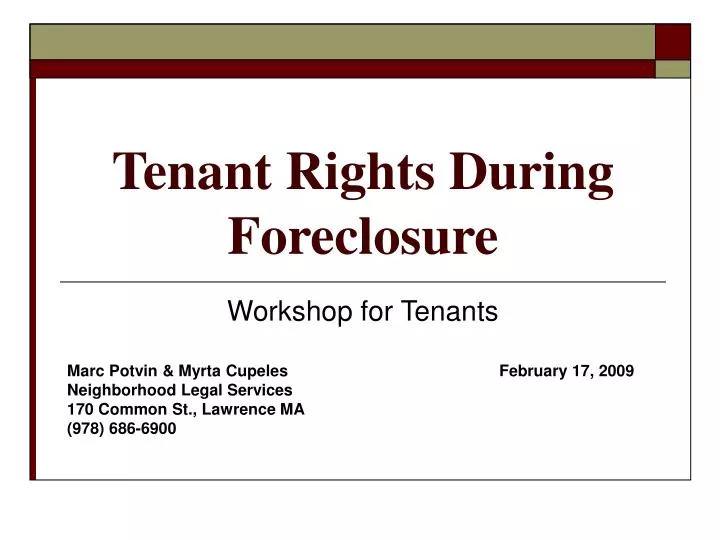 tenant rights during foreclosure