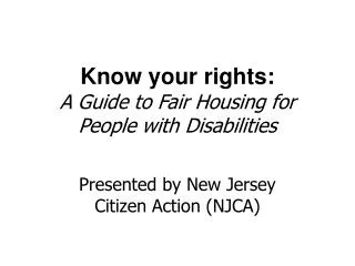 Know your rights: A Guide to Fair Housing for People with Disabilities