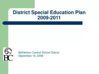 District Special Education Plan 2009-2011