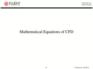 Mathematical Equations of CFD