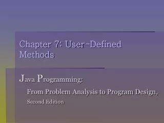 Chapter 7: User-Defined Methods