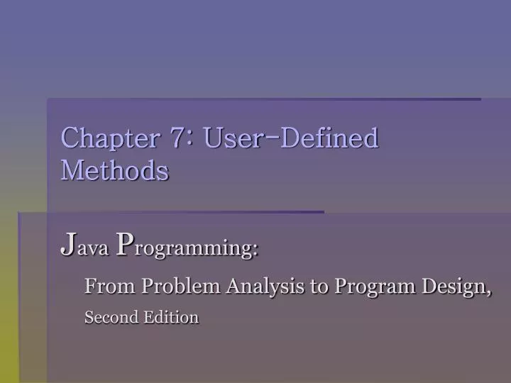 chapter 7 user defined methods