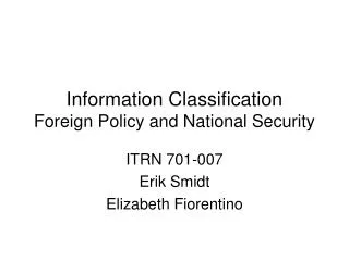 Information Classification Foreign Policy and National Security