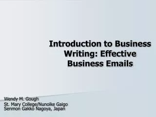 Introduction to Business Writing: Effective Business Emails