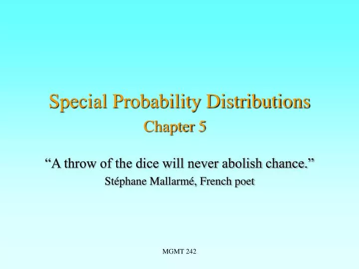 special probability distributions chapter 5
