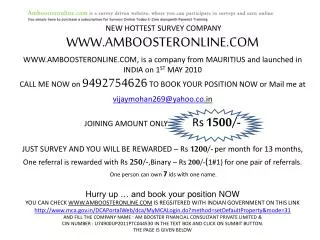 contact:9492754626 to register in amboosteronline.com