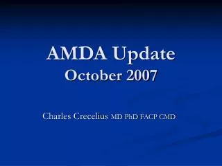AMDA Update October 2007