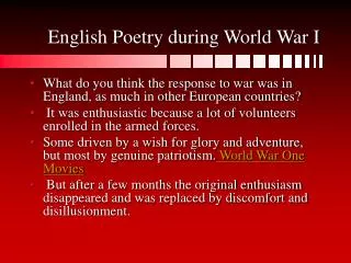 English Poetry during World War I