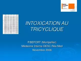 intoxication au tricyclique