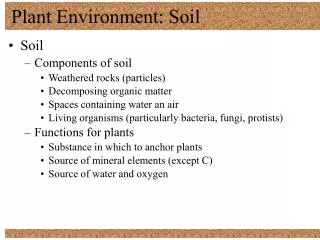 Plant Environment: Soil