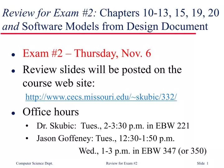 review for exam 2 chapters 10 13 15 19 20 and software models from design document