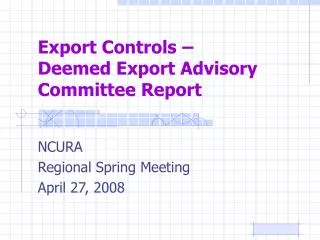 Export Controls – Deemed Export Advisory Committee Report