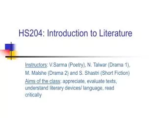 HS204: Introduction to Literature