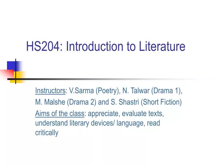 hs204 introduction to literature
