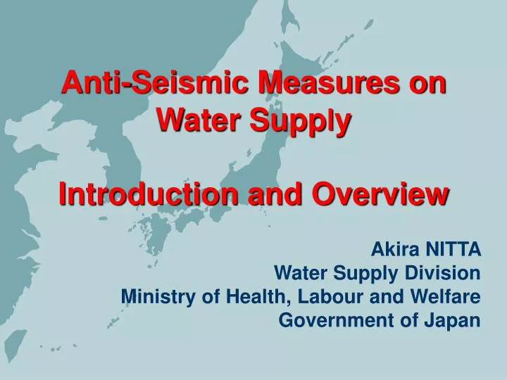 anti seismic measures on water supp y introduction and overview