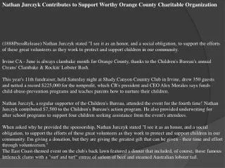 Nathan Jurczyk Contributes to Support Worthy Orange County C