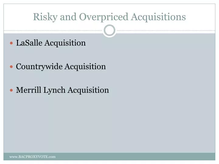 risky and overpriced acquisitions